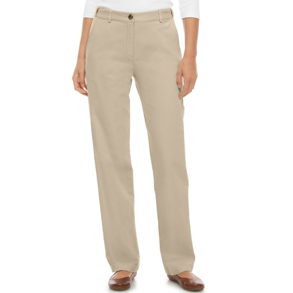 women llbean khaki pants size 18 m/t - Picture 1 of 9